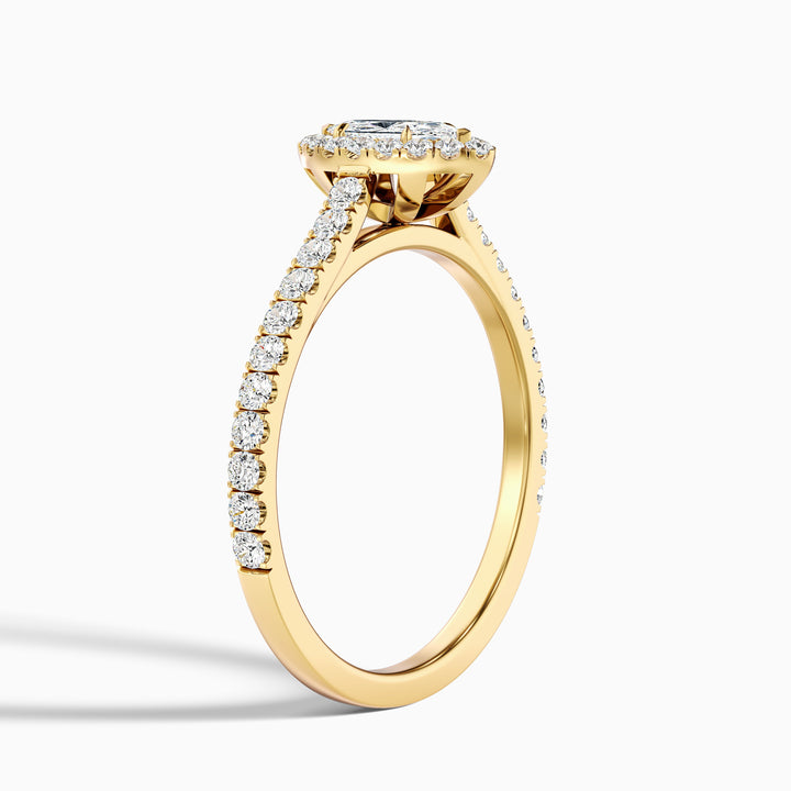 Alexa 2 Carat Marquise Halo Pave Lab Grown Diamond Ring in 18k Yellow Gold - Detail View