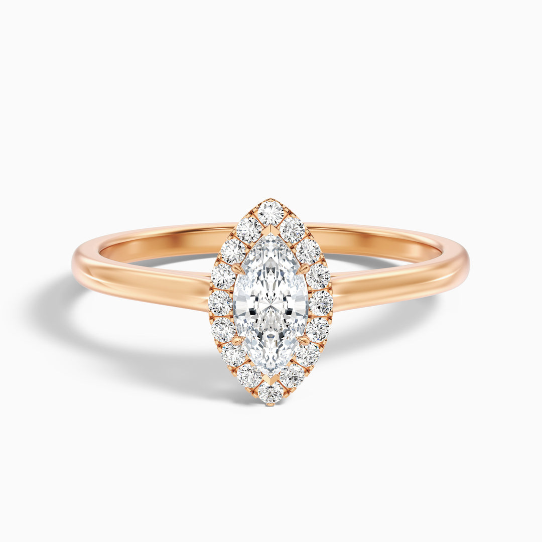 Anaya 3 Carat Marquise Halo Lab Grown Diamond Ring in 18k Rose Gold - Front View