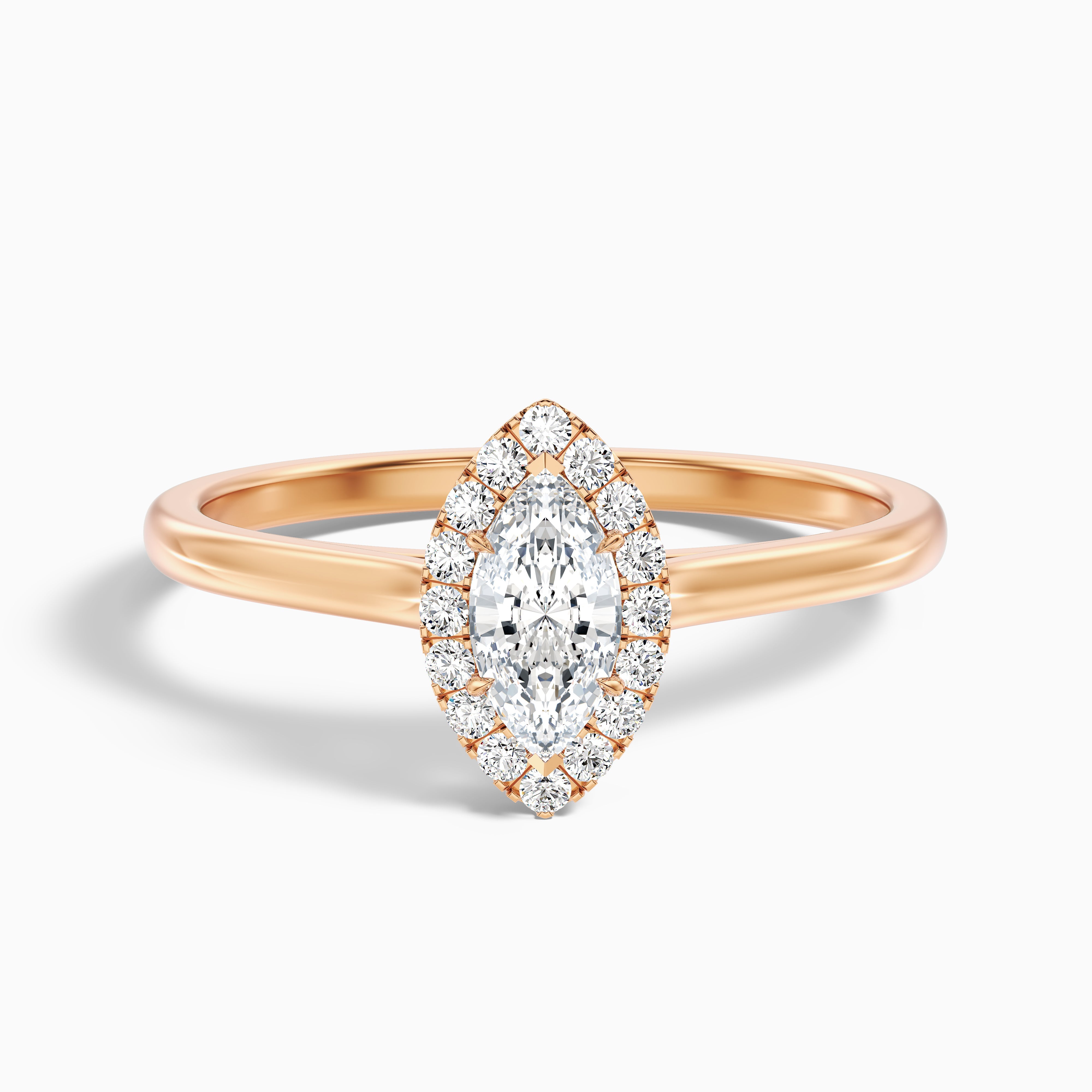 Anaya 1.5 Carat Marquise Halo Lab Grown Diamond Ring in 14k Rose Gold