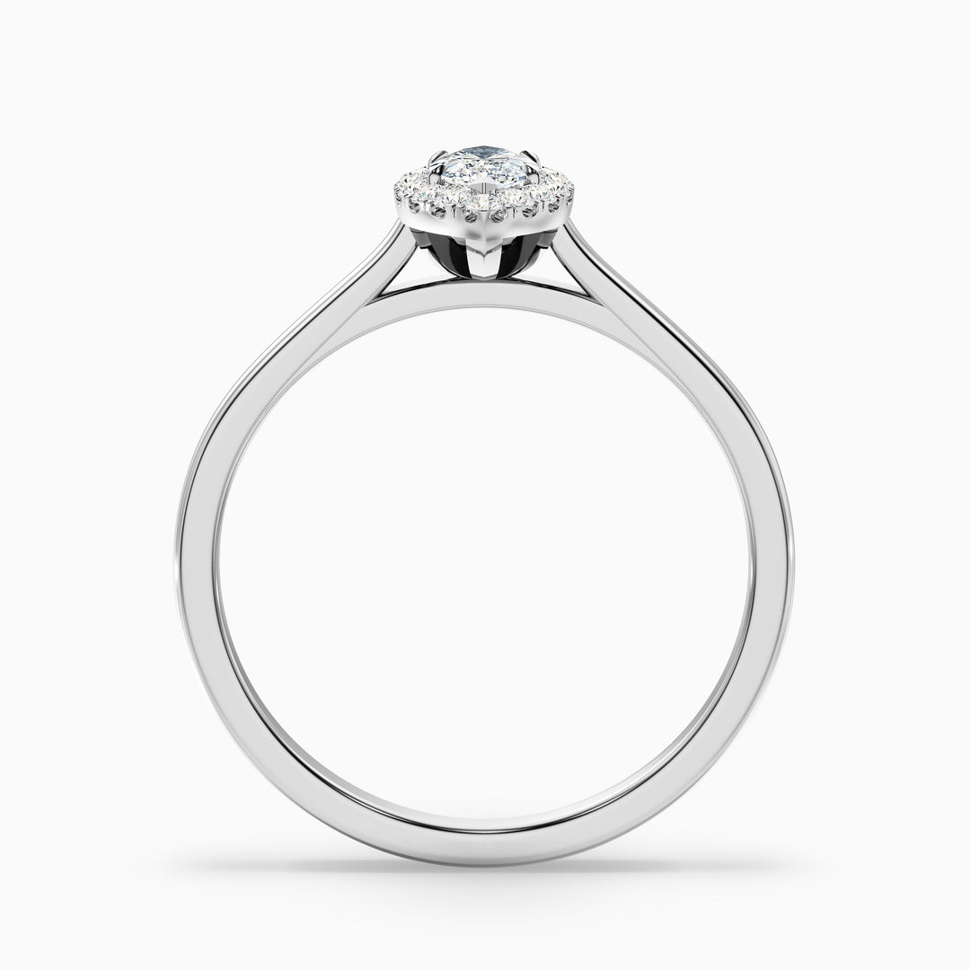 Bria 8 Carat Marquise Halo Moissanite Engagement Ring in 18k White Gold