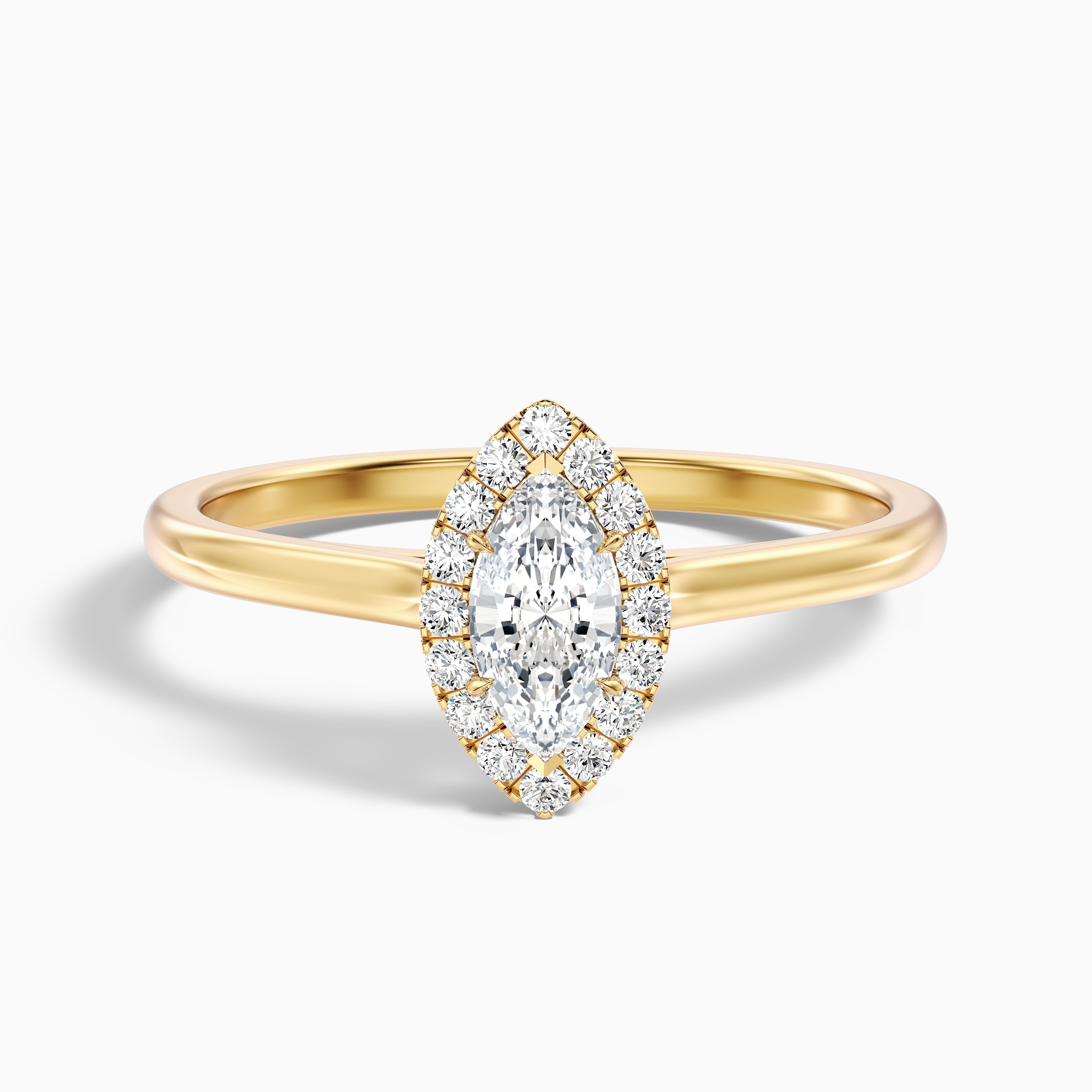 Anaya 2 Carat Marquise Halo Lab Grown Diamond Ring in 10k Yellow Gold