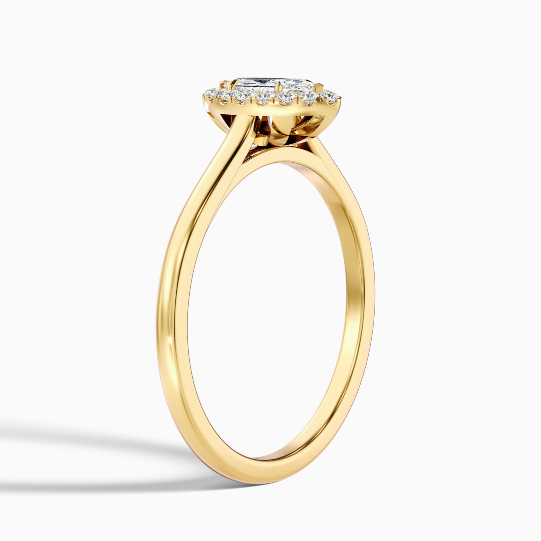 Anaya 3 Carat Marquise Halo Lab Grown Diamond Ring in 10k Yellow Gold - Detail View