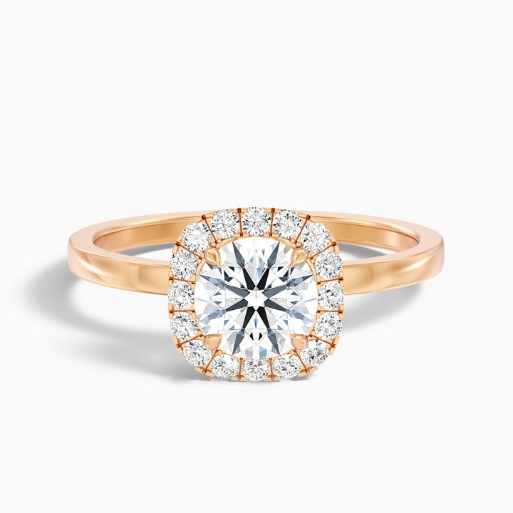 Angel 3 Carat Round Cut Halo Lab Grown Diamond Ring in 10k Rose Gold - Front View