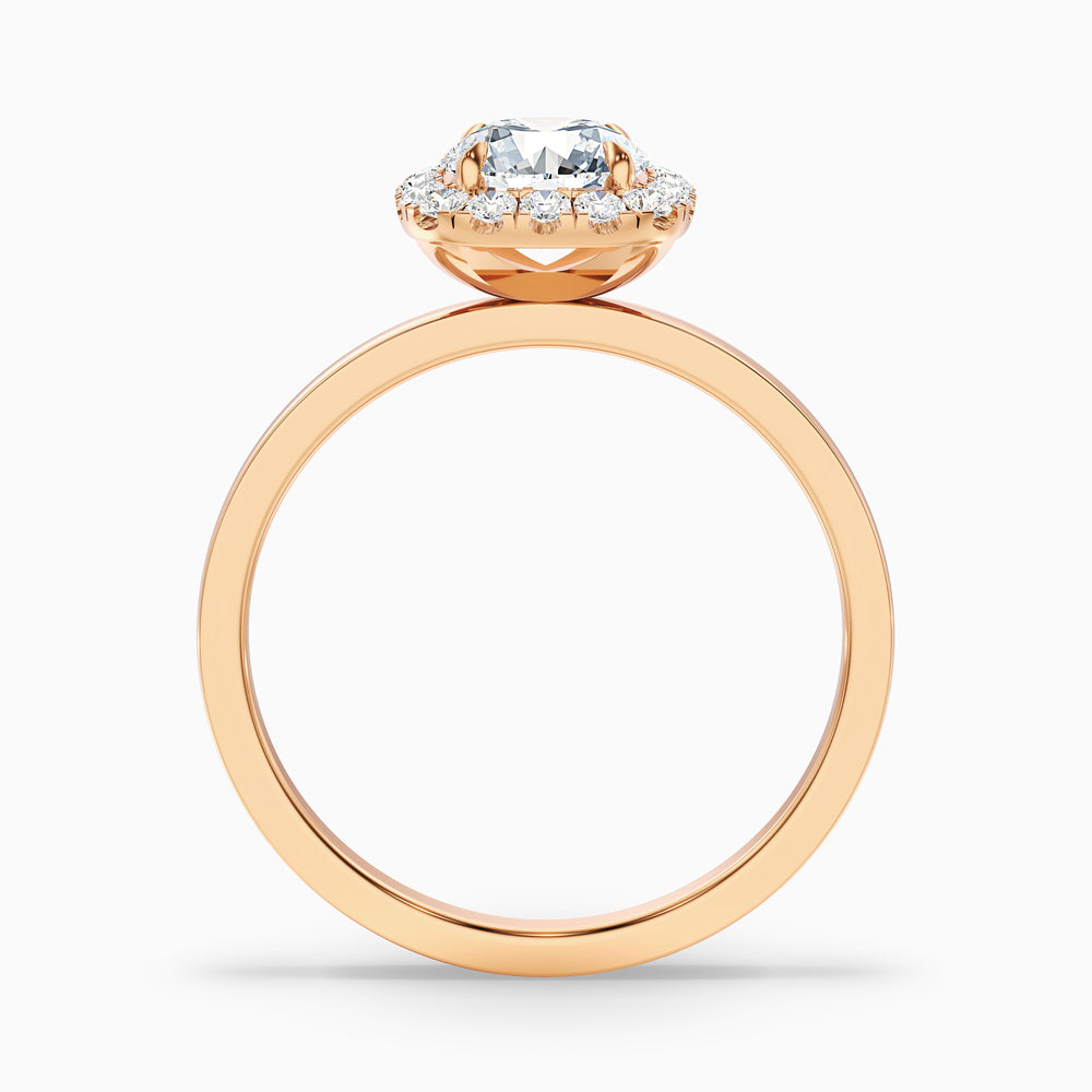 Angel 4 Carat Round Cut Halo Lab Grown Diamond Ring in 10k Rose Gold - Side View