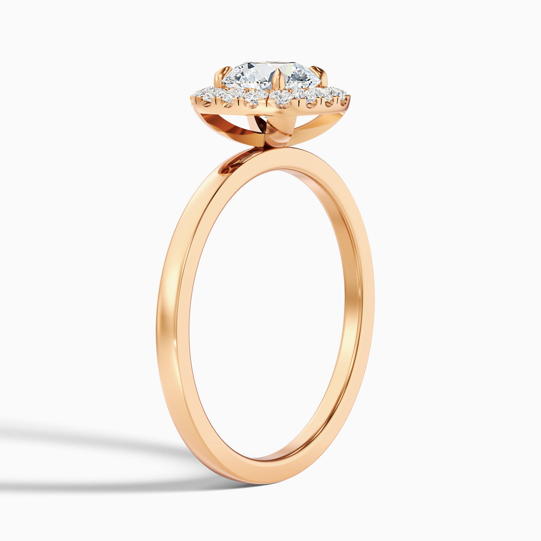 Angel 3.5 Carat Round Cut Halo Lab Grown Diamond Ring in 14k Yellow Gold - Detail View