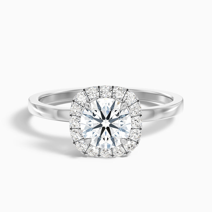 Angel 2.5 Carat Round Cut Halo Lab Grown Diamond Ring in 18k White Gold - Front View