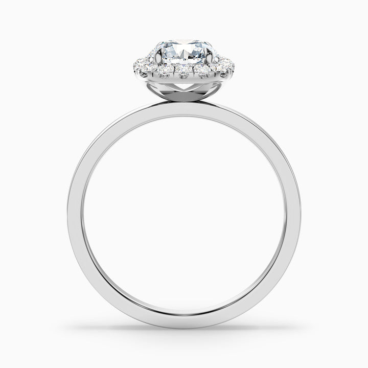 Angel 3.5 Carat Round Cut Halo Lab Grown Diamond Ring in Platinum - Side View