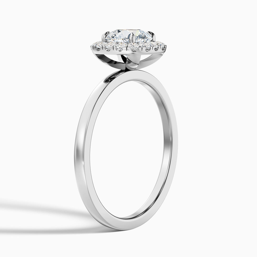 Angel 2.5 Carat Round Cut Halo Lab Grown Diamond Ring in 10k White Gold - Detail View