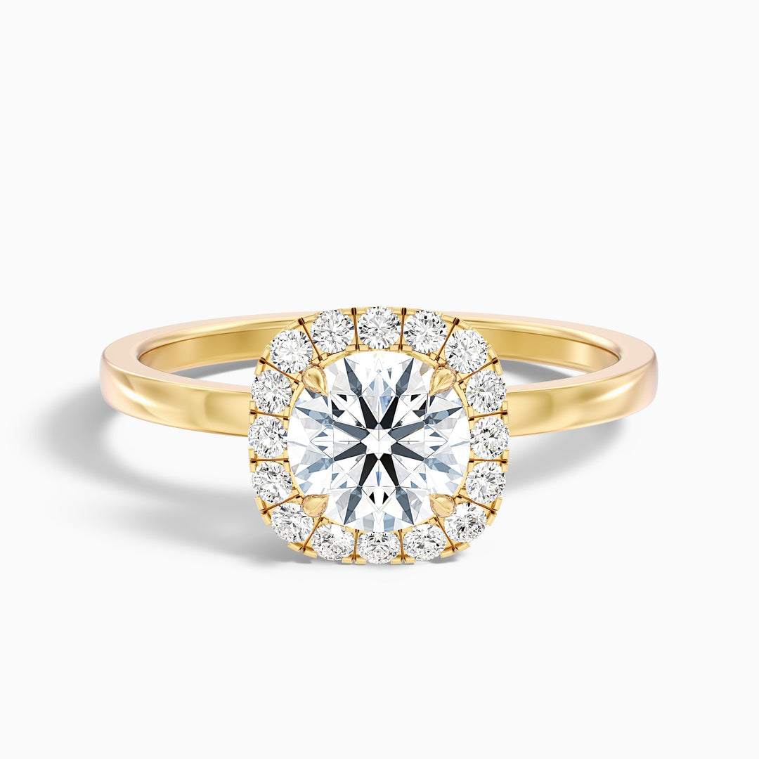 Angel 5 Carat Round Cut Halo Lab Grown Diamond Ring in 10k Yellow Gold - Front View