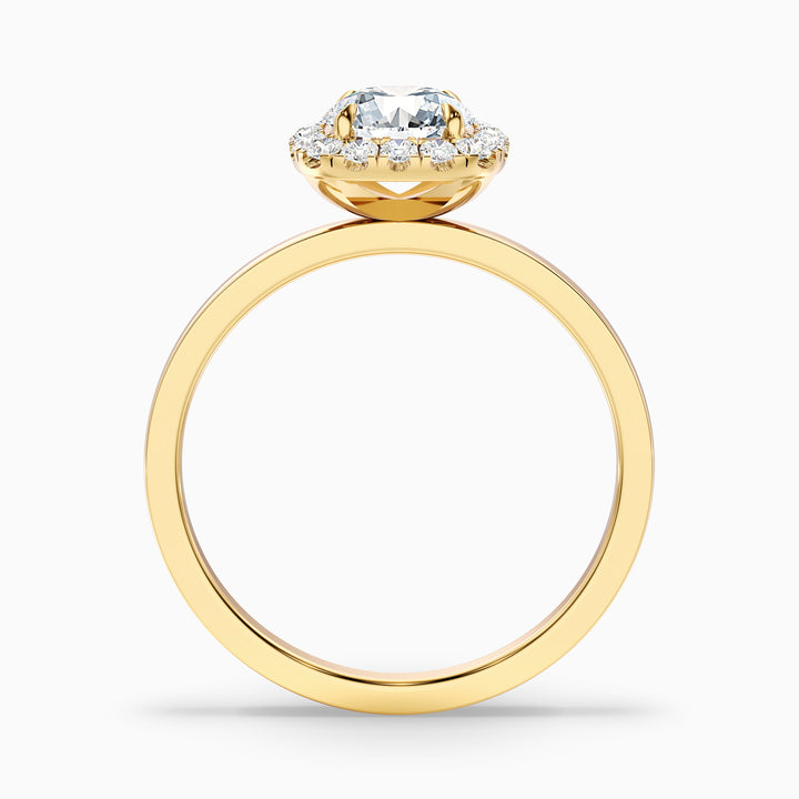 Angel 2 Carat Round Cut Halo Lab Grown Diamond Ring in 18k Yellow Gold - Side View