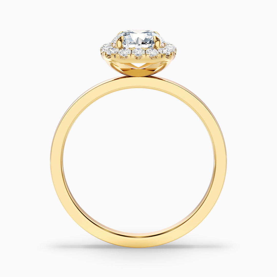 Angel 3.5 Carat Round Cut Halo Lab Grown Diamond Ring in 14k Yellow Gold - Side View