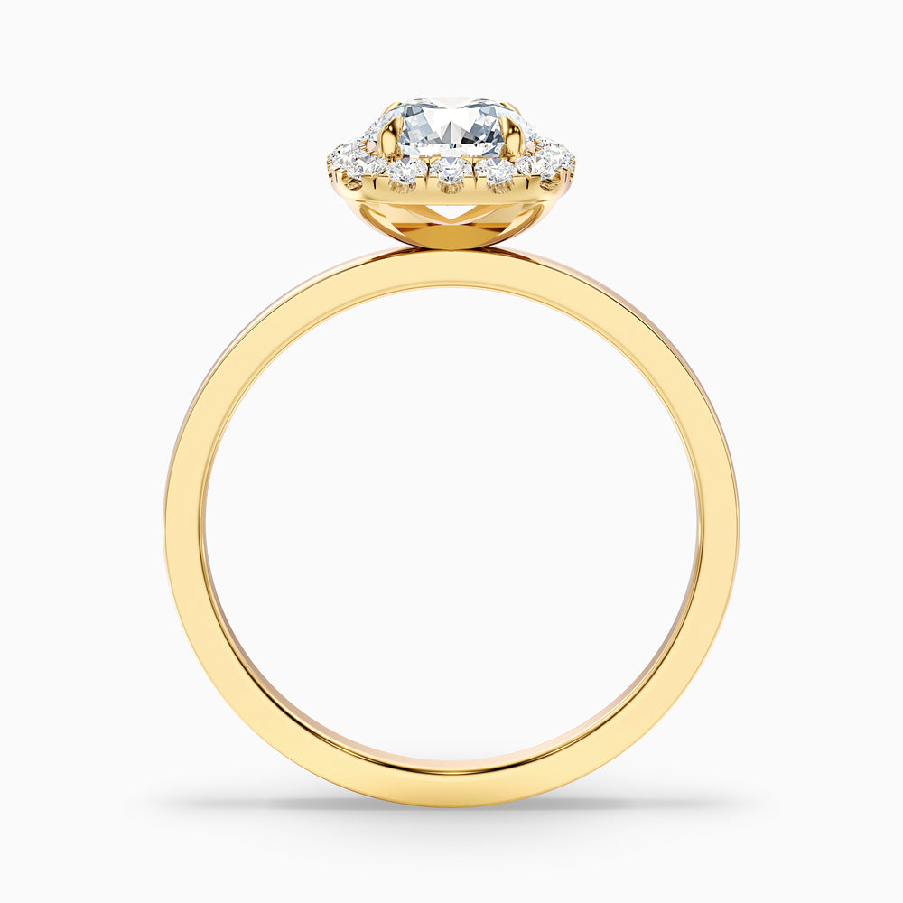 Angel 4 Carat Round Cut Halo Lab Grown Diamond Ring in 14k Yellow Gold - Side View