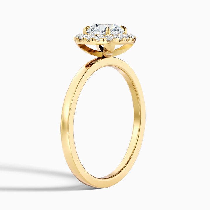 Angel 1.5 Carat Round Cut Halo Lab Grown Diamond Ring in 10k Yellow Gold - Detail View