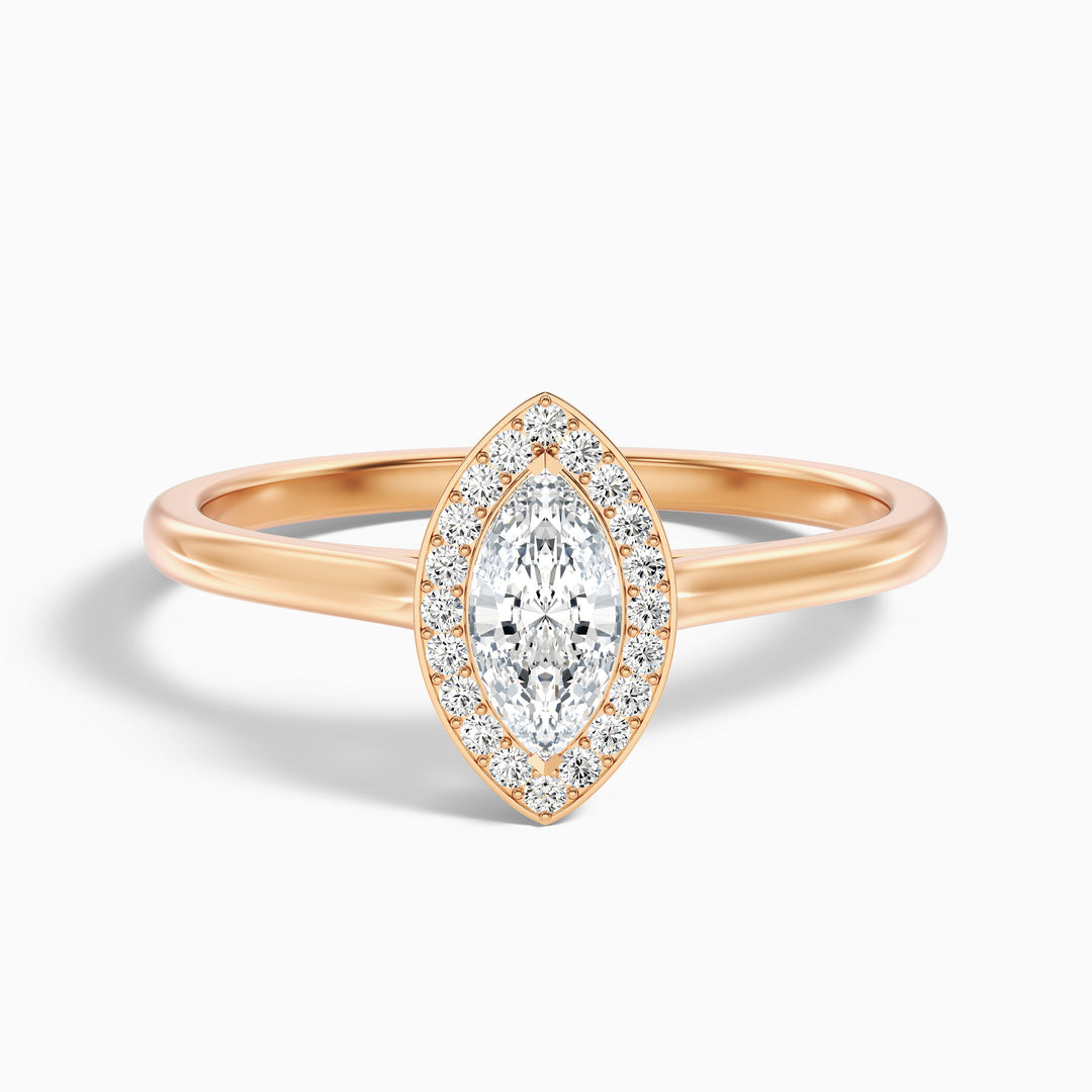 Carla 5 Carat Marquise Halo Lab Grown Diamond Ring in Platinum - Front View
