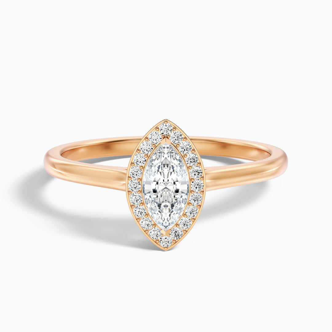 Carla 1 Carat Marquise Halo Lab Grown Diamond Ring in 10k Rose Gold - Front View