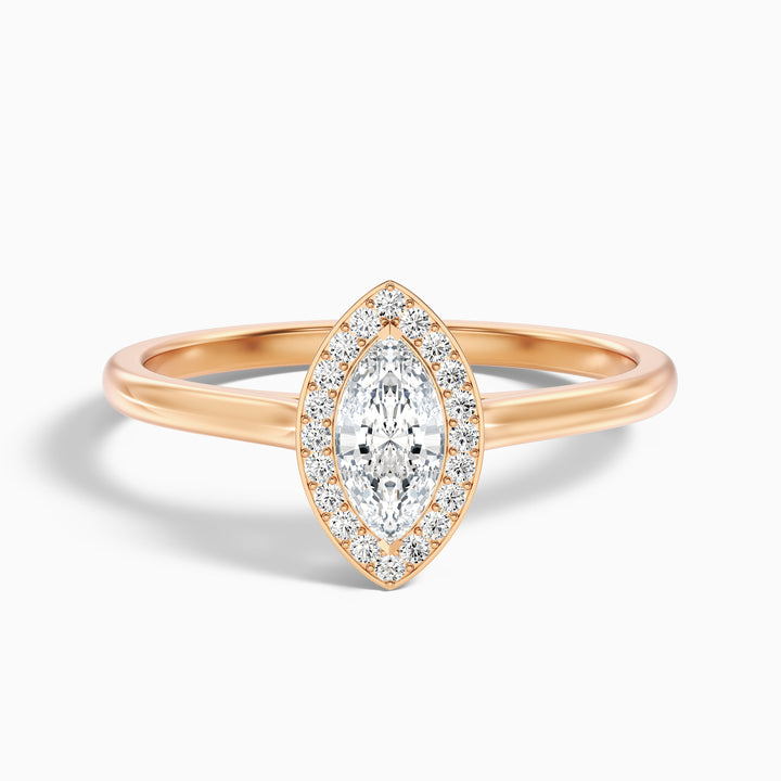 Carla 1 Carat Marquise Halo Lab Grown Diamond Ring in Platinum - Front View