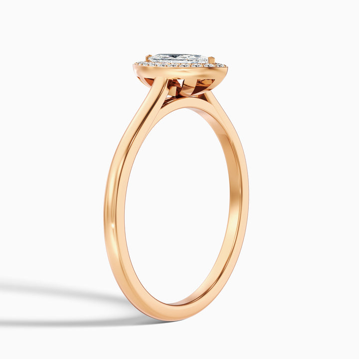 Carla 3 Carat Marquise Halo Lab Grown Diamond Ring in Platinum - Detail View