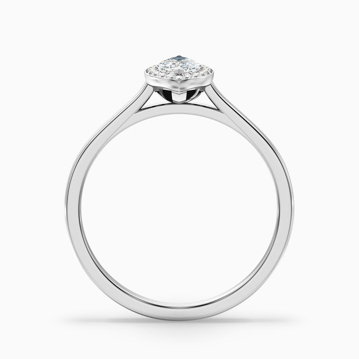 Carla 2.5 Carat Marquise Halo Lab Grown Diamond Ring in Platinum - Side View