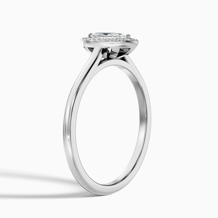 Carla 3 Carat Marquise Halo Lab Grown Diamond Ring in Platinum - Detail View