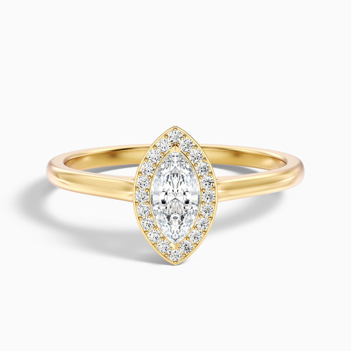 Carla 4 Carat Marquise Halo Lab Grown Diamond Ring in Platinum - Front View