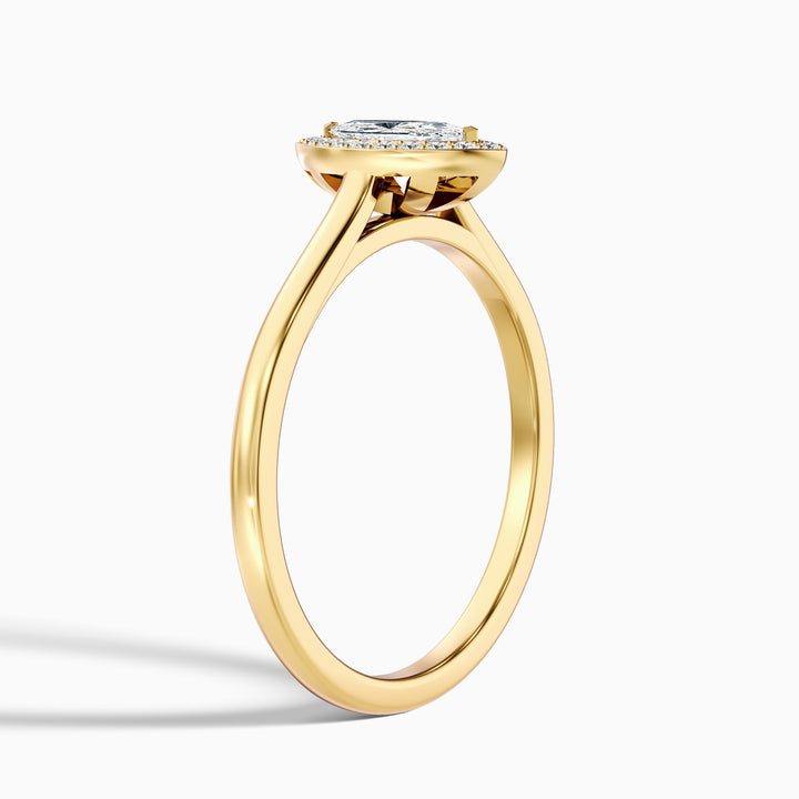 Carla 2 Carat Marquise Halo Lab Grown Diamond Ring in 14k Yellow Gold - Detail View