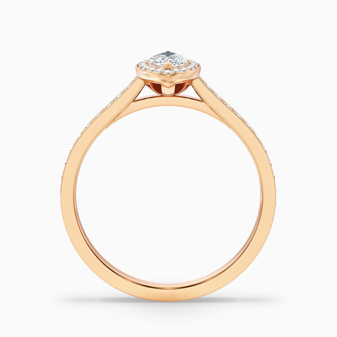 Lara 1 Carat Marquise Halo Pave Lab Grown Diamond Ring in 10k Yellow Gold - Side View