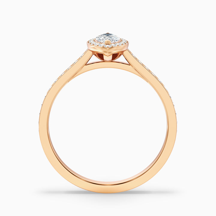 Lara 1 Carat Marquise Halo Pave Lab Grown Diamond Ring in 10k Yellow Gold - Side View