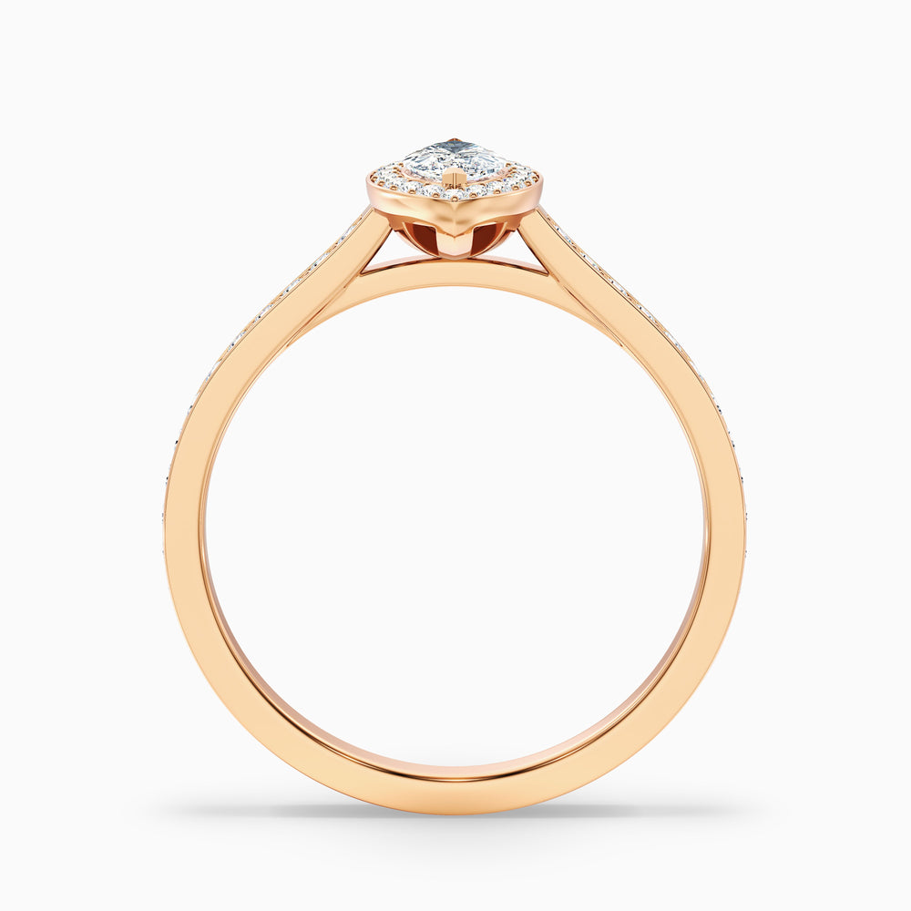 Lara 1 Carat Marquise Halo Pave Lab Grown Diamond Ring in 10k Rose Gold - Side View