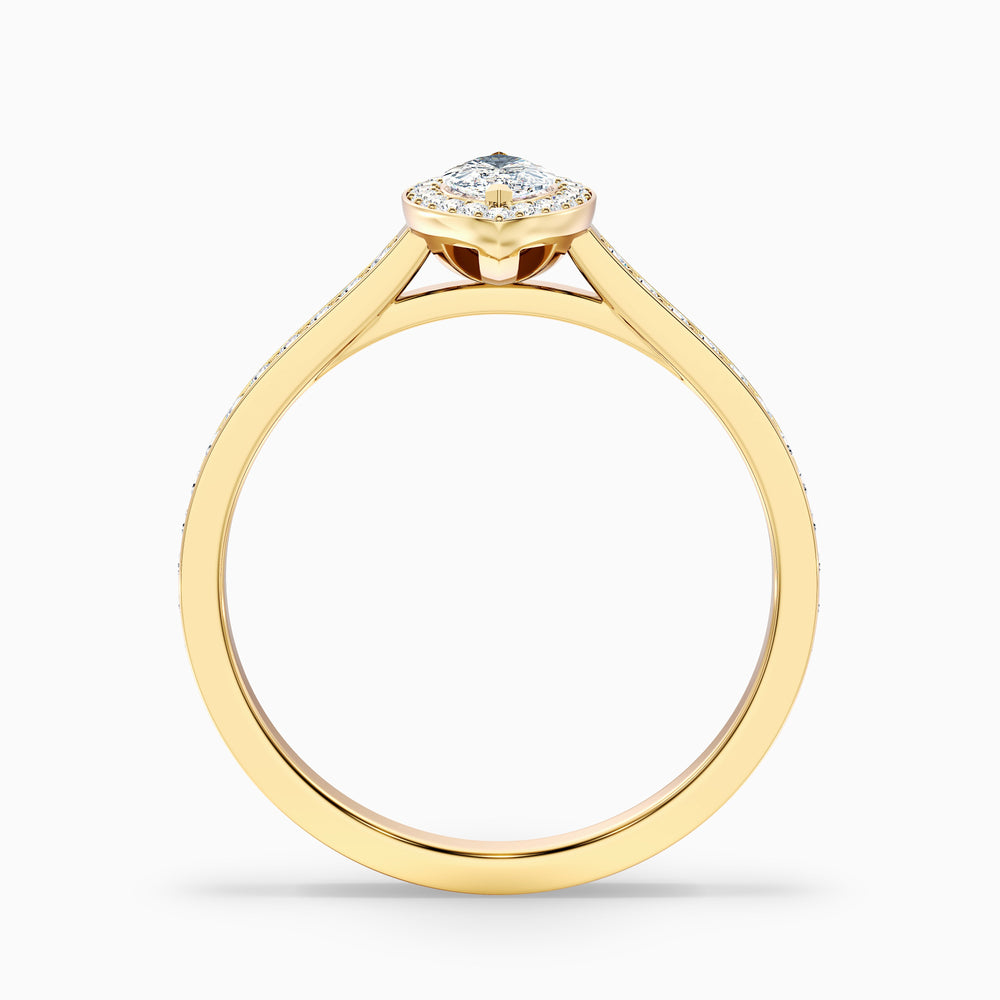 Lara 2 Carat Marquise Halo Pave Lab Grown Diamond Ring in 10k Yellow Gold - Side View