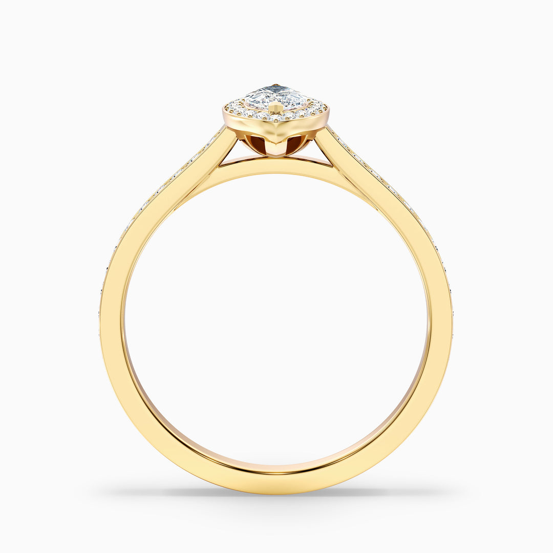 Lara 3.5 Carat Marquise Halo Pave Lab Grown Diamond Ring in 10k Yellow Gold - Side View