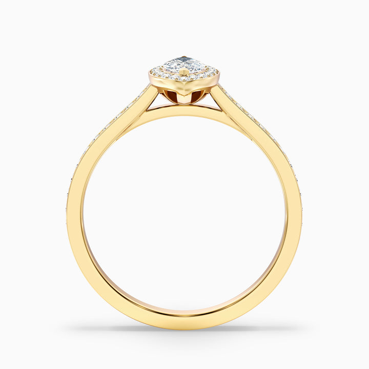 Lara 3.5 Carat Marquise Halo Pave Lab Grown Diamond Ring in 10k Yellow Gold - Side View