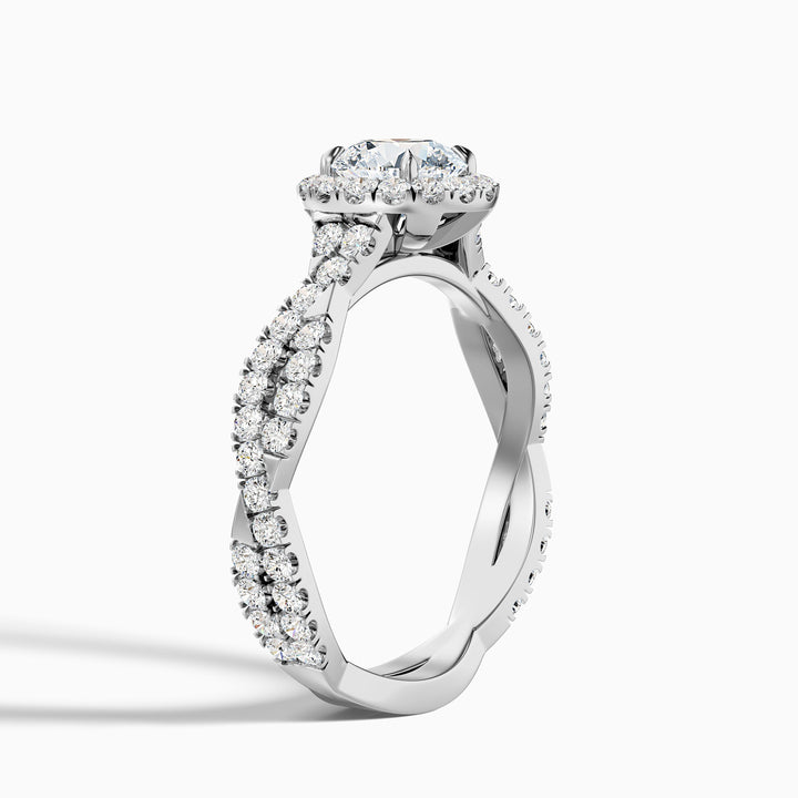 beth 10 carat round cut halo twisted pave moissanite engagement ring in 925 sterling silver - Detail View