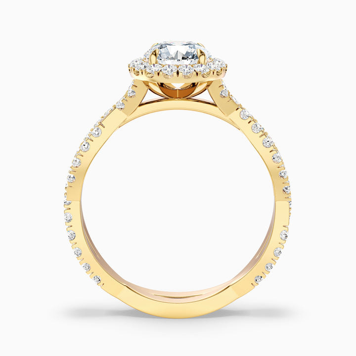 Lilly 2 Carat Round Cut Halo Twisted Pave Lab Grown Diamond Ring in 10k Yellow Gold - Side View