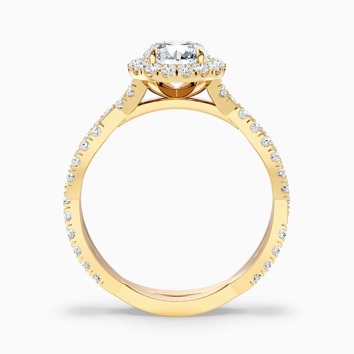 Lilly 2 Carat Round Cut Halo Twisted Pave Lab Grown Diamond Ring in Platinum - Side View
