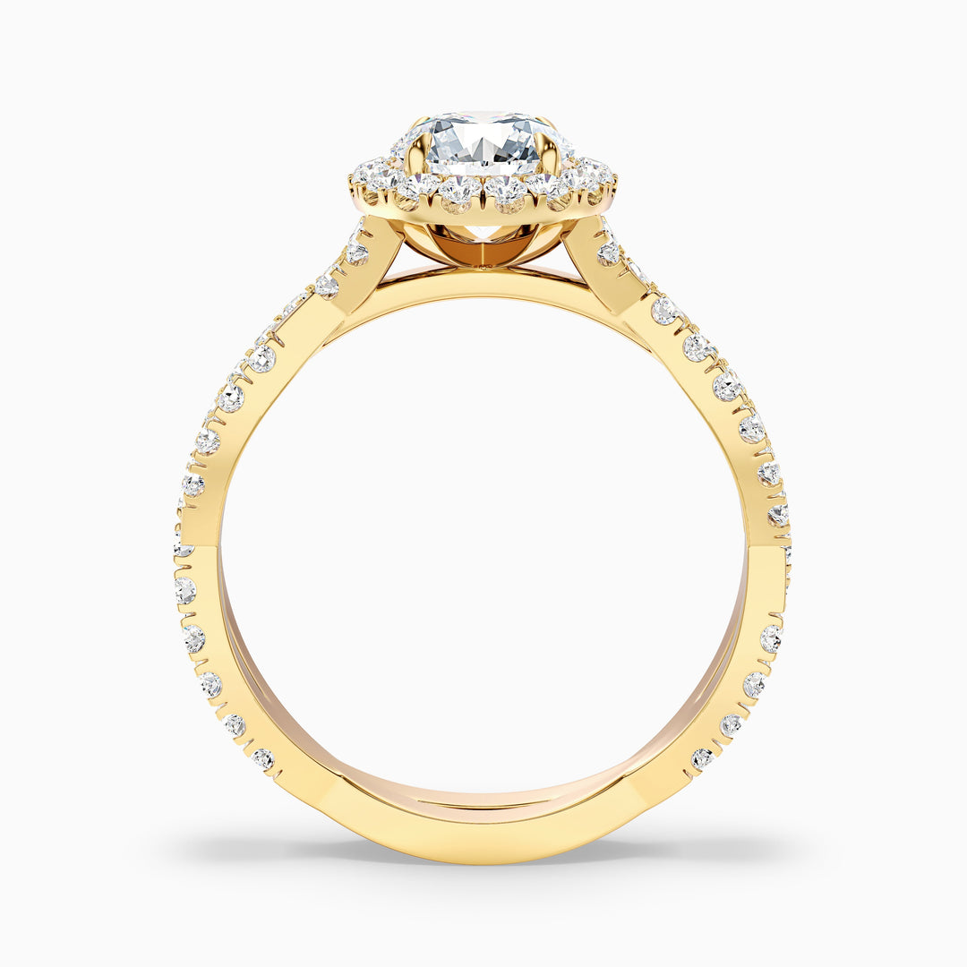 Riva 2 Carat Round Cut Halo Twisted Pave Moissanite Engagement Ring - Side View