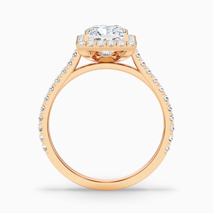 Love 1.5 Carat Princess Halo Pave Lab Grown Diamond Ring in 18k Rose Gold - Side View