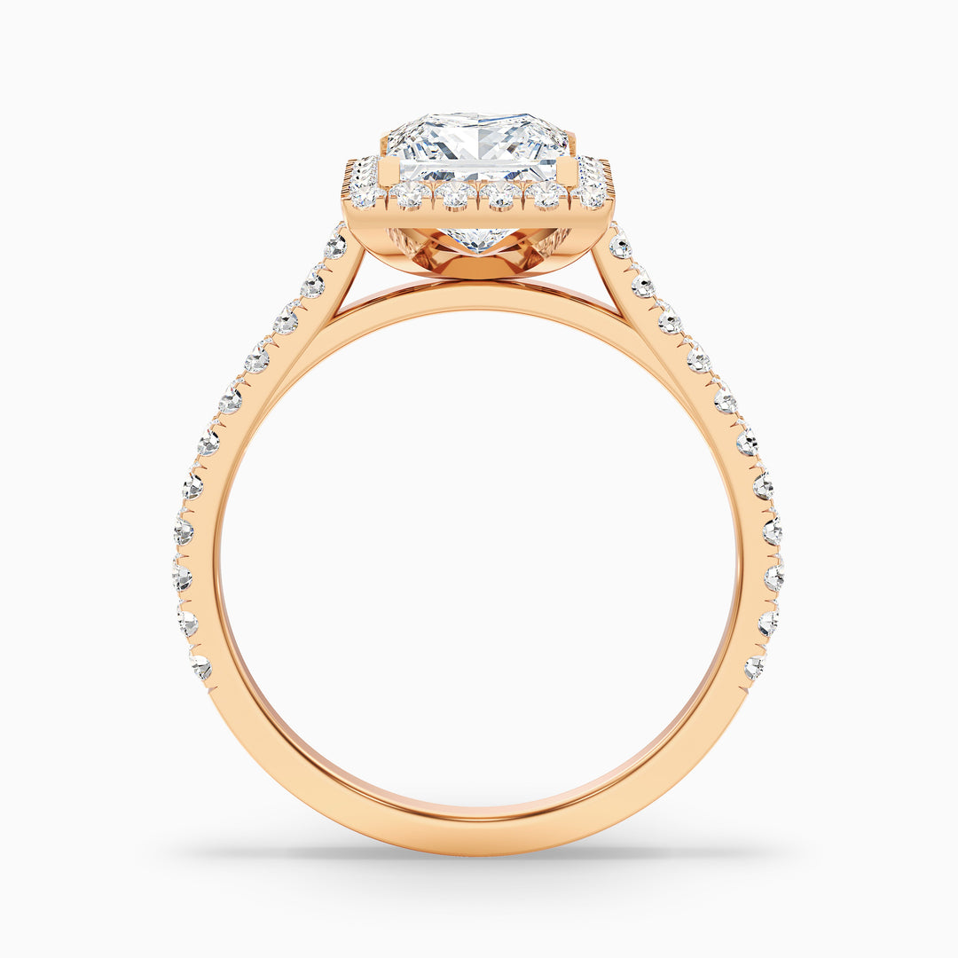 Love 5 Carat Princess Halo Pave Lab Grown Diamond Ring in 10k Yellow Gold - Side View