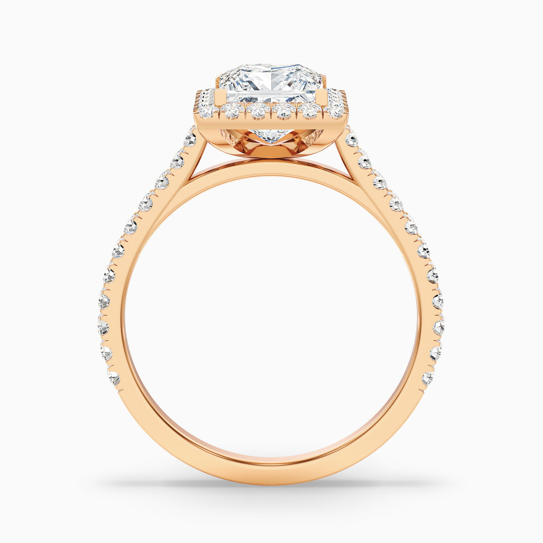 Love 1.5 Carat Princess Halo Pave Lab Grown Diamond Ring in Platinum - Side View