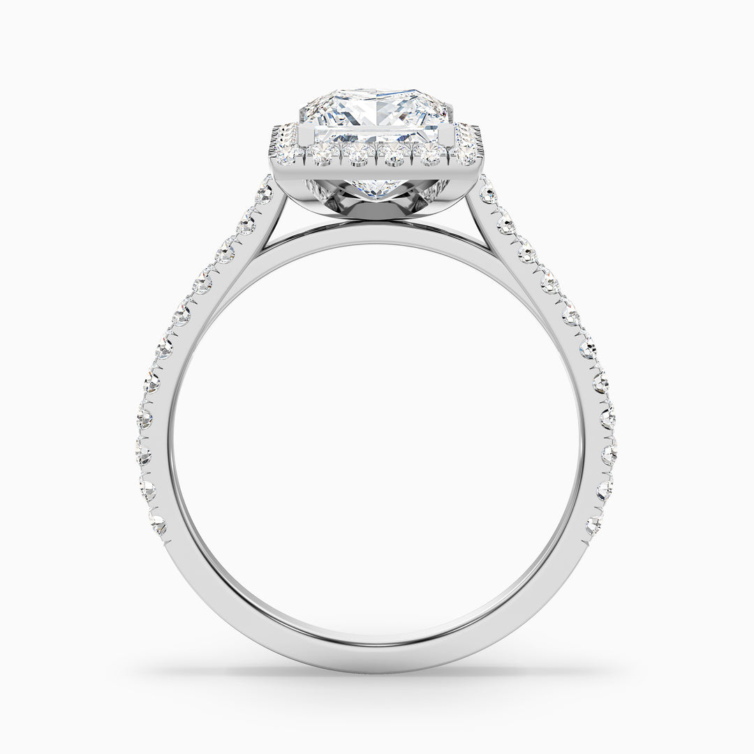 Love 3.5 Carat Princess Halo Pave Lab Grown Diamond Ring in 10k White Gold - Side View