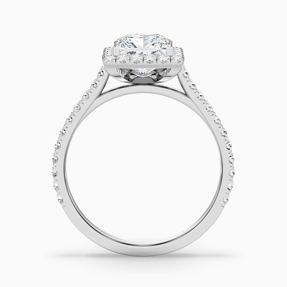 Love 1 Carat Princess Halo Pave Lab Grown Diamond Ring in 10k White Gold - Side View