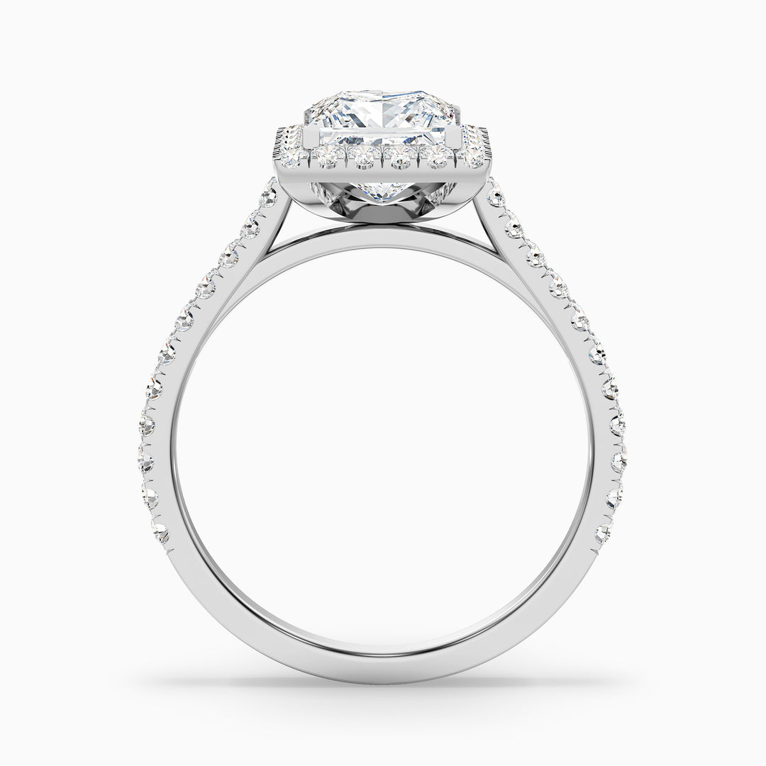 Rose 3 Carat Princess Halo Pave Moissanite Engagement Ring - Side View