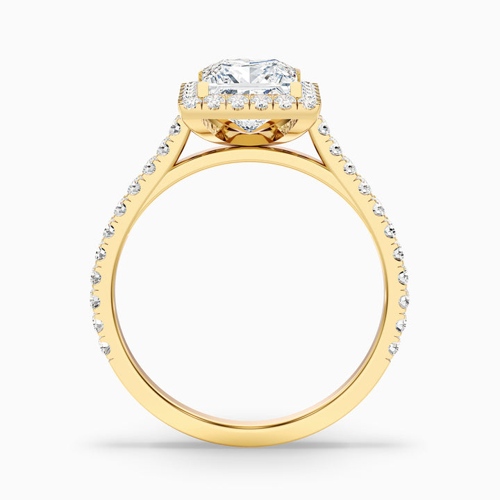 Love 4.5 Carat Princess Halo Pave Lab Grown Diamond Ring in 10k Yellow Gold - Side View