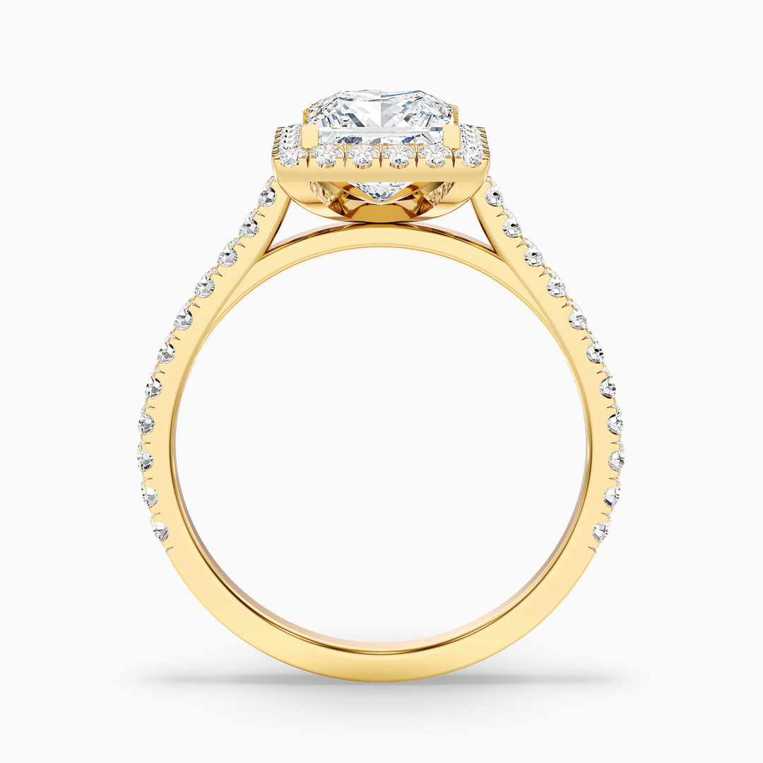 Love 1 Carat Princess Halo Pave Lab Grown Diamond Ring in 10k Yellow Gold - Side View