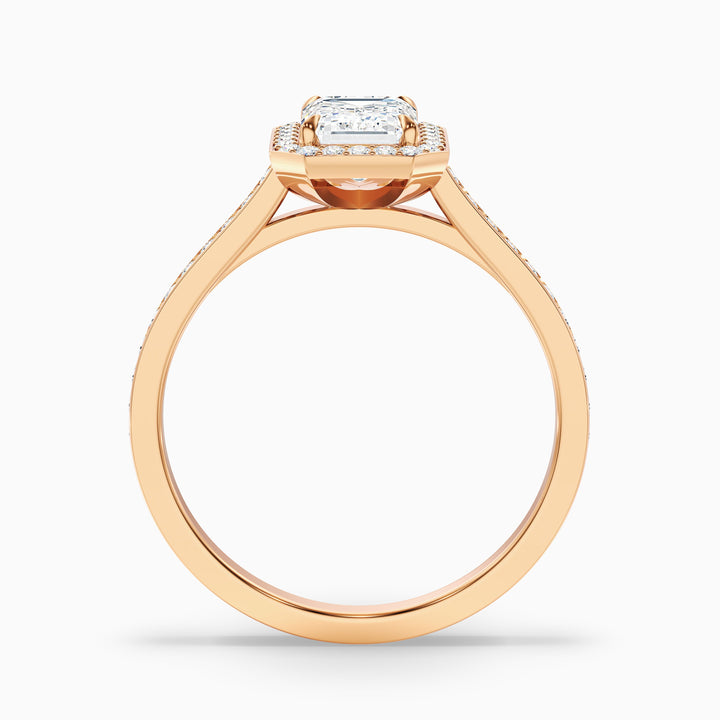Lucy 3 Carat Emerald Cut Halo Pave Lab Grown Diamond Ring in Platinum - Side View