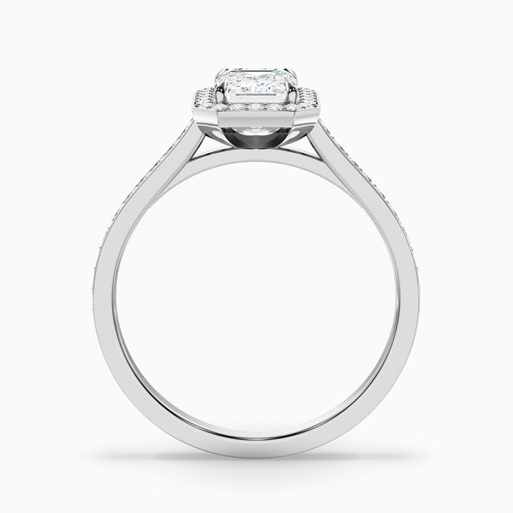 bell 10 carat emerald cut halo pave moissanite engagement ring in 925 sterling silver - Side View