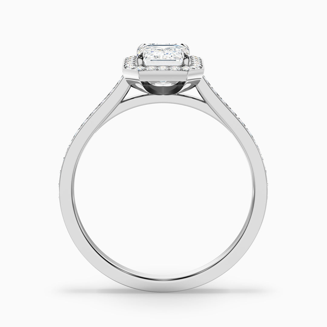 bell 9 carat emerald cut halo pave moissanite engagement ring in 925 sterling silver - Side View