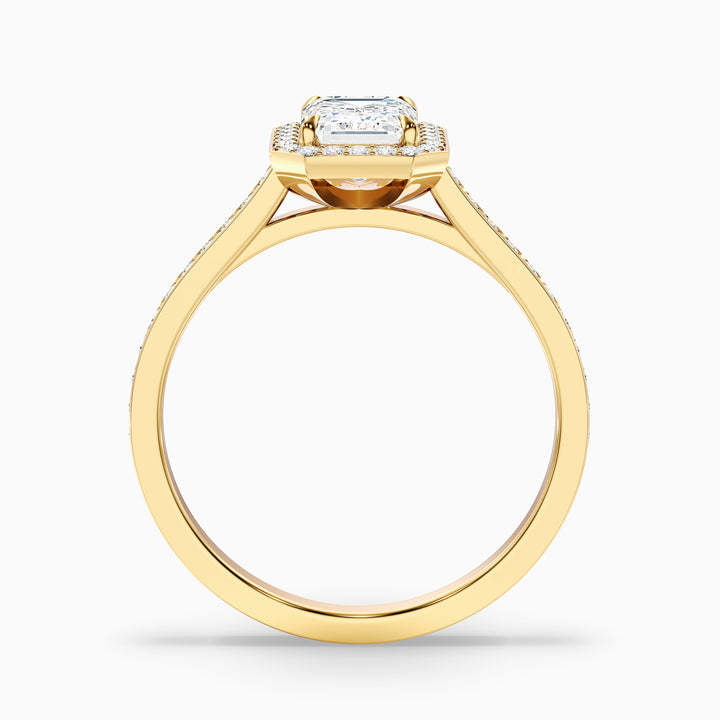 Lucy 3 Carat Emerald Cut Halo Pave Lab Grown Diamond Ring in Platinum - Side View
