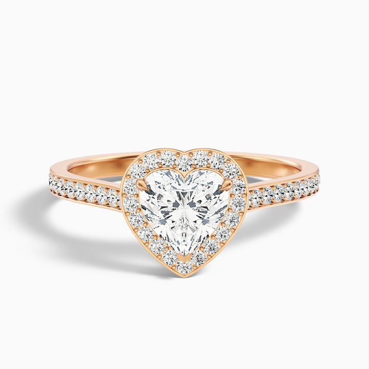 Macy 5 Carat Heart Shaped Halo Pave Lab Grown Diamond Ring in Platinum - Front View