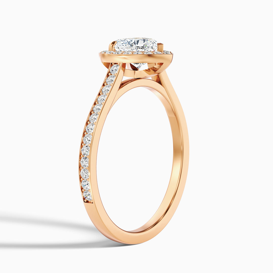 Macy 3 Carat Heart Shaped Halo Pave Lab Grown Diamond Ring in 10k Rose Gold - Detail View