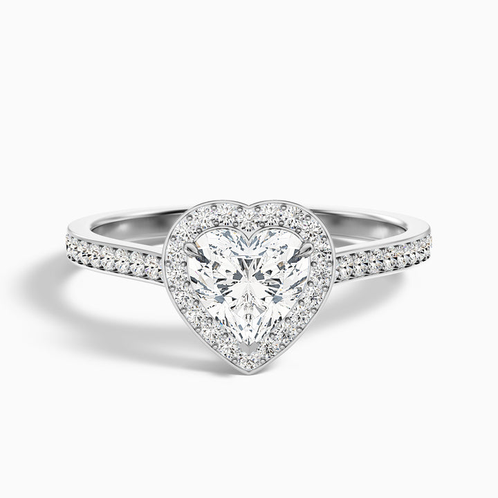 arla 7 carat heart shaped halo pave moissanite engagement ring in 925 sterling silver - Front View